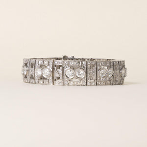 Antique Art Deco Platinum 9 Carat Old European Cut Diamond Bracelet