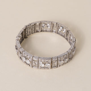 Antique Art Deco Platinum 9 Carat Old European Cut Diamond Bracelet