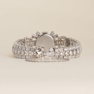 Vintage Platinum  Girard Perregaux Ladies Hidden Watch Diamond Bracelet