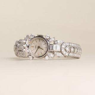 Vintage Platinum  Girard Perregaux Ladies Hidden Watch Diamond Bracelet