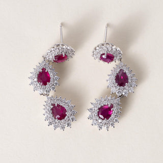 Vintage Platinum 7.5 Carats Ruby and 5 Carats Diamond Dangle Earrings