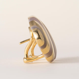 Angela Cummings for Tiffany Striped Mother of Pearl 18K Gold Earrings