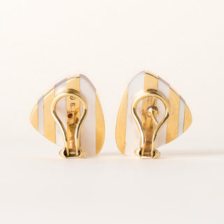 Angela Cummings for Tiffany Striped Mother of Pearl 18K Gold Earrings