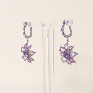 READY Estate Platinum Purple Sapphire and Topaz Floral Dangle Earrings