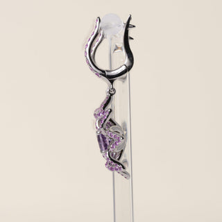 READY Estate Platinum Purple Sapphire and Topaz Floral Dangle Earrings