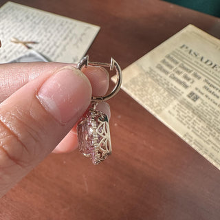 Estate 14K Rose Gold Kunzite and Diamond Dangle Earrings