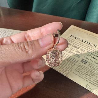 Estate 14K Rose Gold Kunzite and Diamond Dangle Earrings