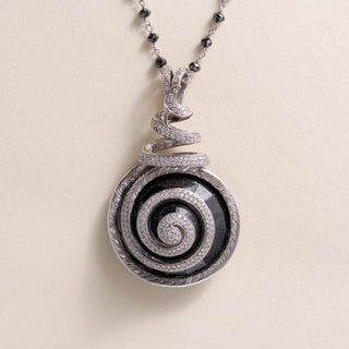 Estate 18K White Gold 46.79 Carat Black Diamond Necklace