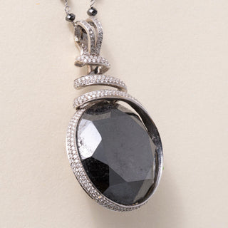 Estate 18K White Gold 46.79 Carat Black Diamond Necklace