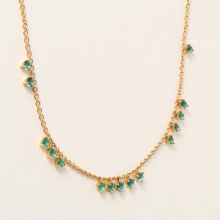 18K Yellow Gold 1.70 Carats Green Emerald Dangle Necklace