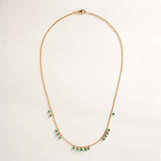 18K Yellow Gold 1.70 Carats Green Emerald Dangle Necklace