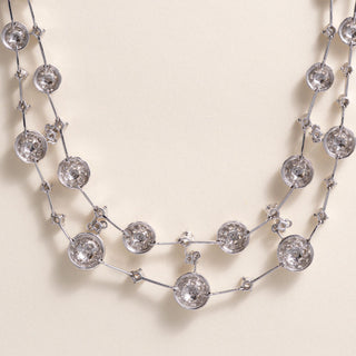 Estate 18K White Gold 5.90 Carats Double Row Pave Diamond Riviere Necklace