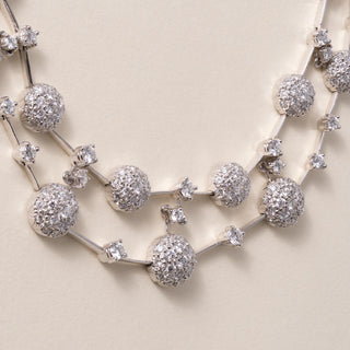 Estate 18K White Gold 5.90 Carats Double Row Pave Diamond Riviere Necklace