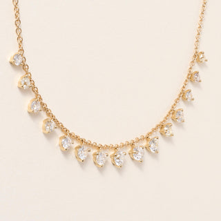 3.69 Carats Old European and Old Mine Cut Diamond Dangle Riviere 18K Necklace