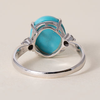 Vintage 18K White Gold Sleeping Beauty Turquoise Ring with Diamond Accents