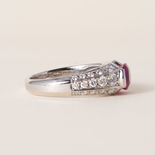 Vintage Platinum 1.17 Carat Oval Burma Ruby and Diamond Ring