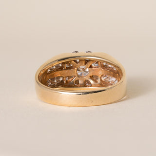 Vintage Starburst 14K Gold 1.45 Carats Diamond Channel Set Ring