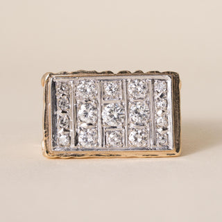 Vintage 14K Gold 1 .25 Carat Diamond Chunky Two Tone Gold Nugget Ring