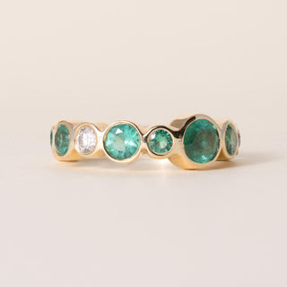 Estate Elena Votsi Emerald and Diamond Bezel Flow Ring