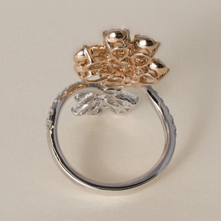 Estate 18K Gold 4.37 Carats Fancy Pink and White Diamond Floral Cluster Ring