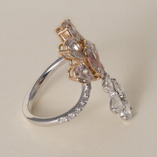 Estate 18K Gold 4.37 Carats Fancy Pink and White Diamond Floral Cluster Ring