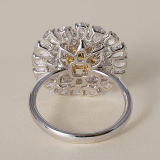 Estate 18K Gold 1.04 Carat Fancy Yellow 2.24 Carats Rose Cut Diamond Floral Ring