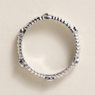 Estate 14K White Gold 0.18 Carats Diamond Bezel Ribbed Eternity Band