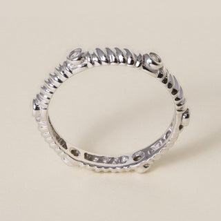 Estate 14K White Gold 0.18 Carats Diamond Bezel Ribbed Eternity Band