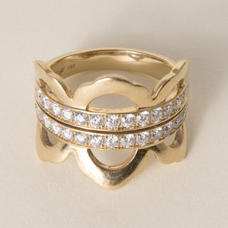Vintage Lorelei Hearts on Fire 18K Yellow Gold 1 Carat Diamond Right Hand Ring
