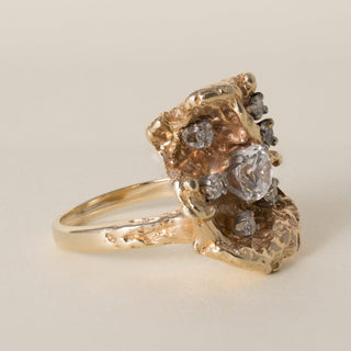 Vintage 1970s 14K Gold 0.80 Carats Diamond Nugget Freeform Ring