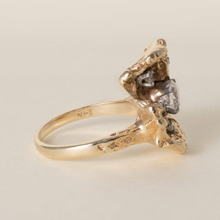 Vintage 1970s 14K Gold 0.80 Carats Diamond Nugget Freeform Ring