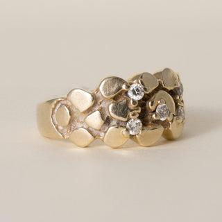 Vintage 14K Yellow Gold 0.20 Carats Diamond Nugget Ring Band