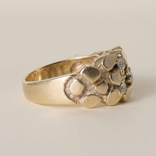 Vintage 14K Yellow Gold 0.20 Carats Diamond Nugget Ring Band