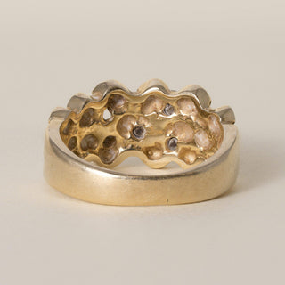 Vintage 14K Yellow Gold 0.20 Carats Diamond Nugget Ring Band