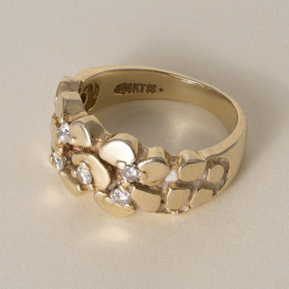 Vintage 14K Yellow Gold 0.20 Carats Diamond Nugget Ring Band
