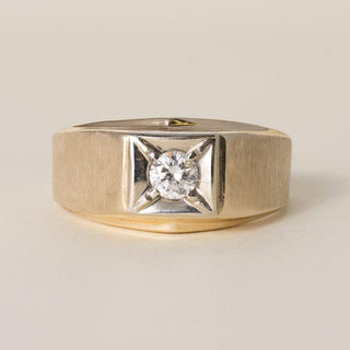 Vintage 14K Gold 0.25 Carat Diamond Signet Ring Band