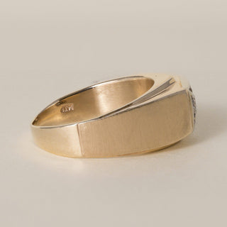 Vintage 14K Gold 0.25 Carat Diamond Signet Ring Band