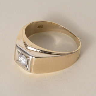 Vintage 14K Gold 0.25 Carat Diamond Signet Ring Band
