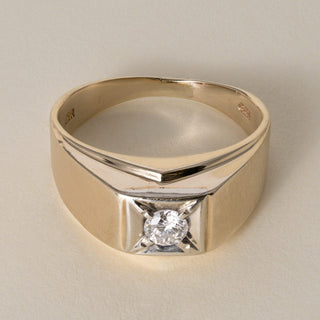 Vintage 14K Gold 0.25 Carat Diamond Signet Ring Band