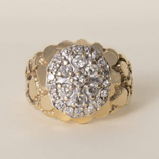 Vintage Franklin Mint 14K Yellow Gold 0.50 Carat Diamond Cluster Nugget Ring