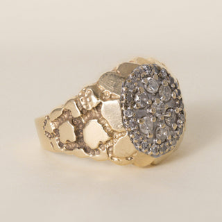 Vintage Franklin Mint 14K Yellow Gold 0.50 Carat Diamond Cluster Nugget Ring
