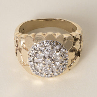 Vintage Franklin Mint 14K Yellow Gold 0.50 Carat Diamond Cluster Nugget Ring