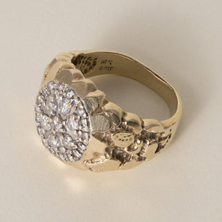 Vintage Franklin Mint 14K Yellow Gold 0.50 Carat Diamond Cluster Nugget Ring