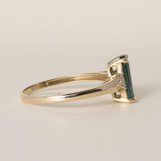 Vintage 14K Gold 1.30 Carat Indicolite Tourmaline and Diamond Ring