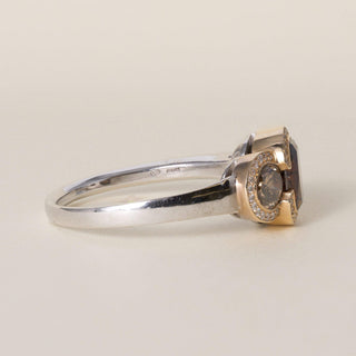 Estate 18K Gold 3.54 Carats Chocolate and Cognac and White Diamond Ring