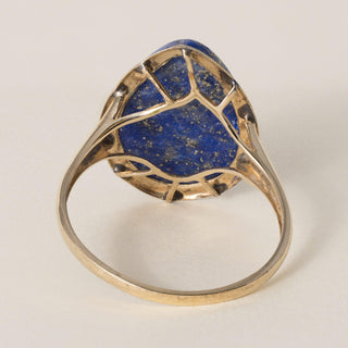 Vintage 14K Yellow Gold Lapis Lazuli Pear Shape Bezel Set Ring