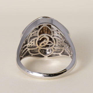 Estate 18K White and Rose Gold Conch Pearl 3-Carat Diamond Pave Cocktail Ring