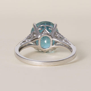 Estate 18K White Gold 10 Carat Blue Zircon and Diamond Cocktail Ring