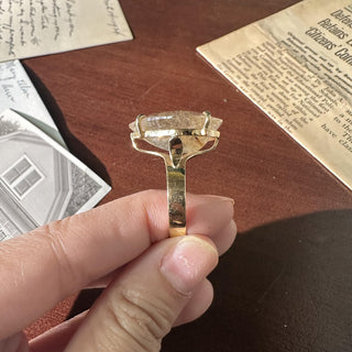 Estate 14K Yellow Gold 22 Carat Quartz Pear Shape Cocktail Ring