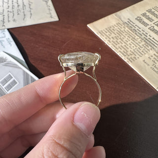 Estate 14K Yellow Gold 22 Carat Quartz Pear Shape Cocktail Ring